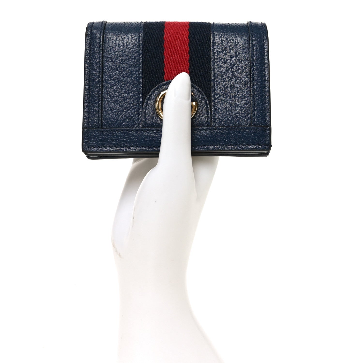 Gucci Textured Calfskin Web Ophidia Card Case Blue Agata 2 of 8