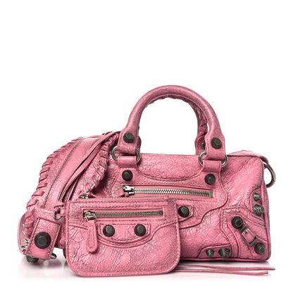 Balenciaga Agneau Arena Dirty Effect Mini Le Cagole Duffle Crossbody Bag Sweet Pink 1 of 9