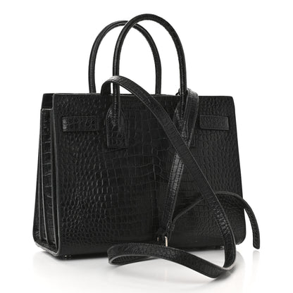 Saint Laurent Calfskin Crocodile Embossed Baby Sac De Jour Black 5 of 28