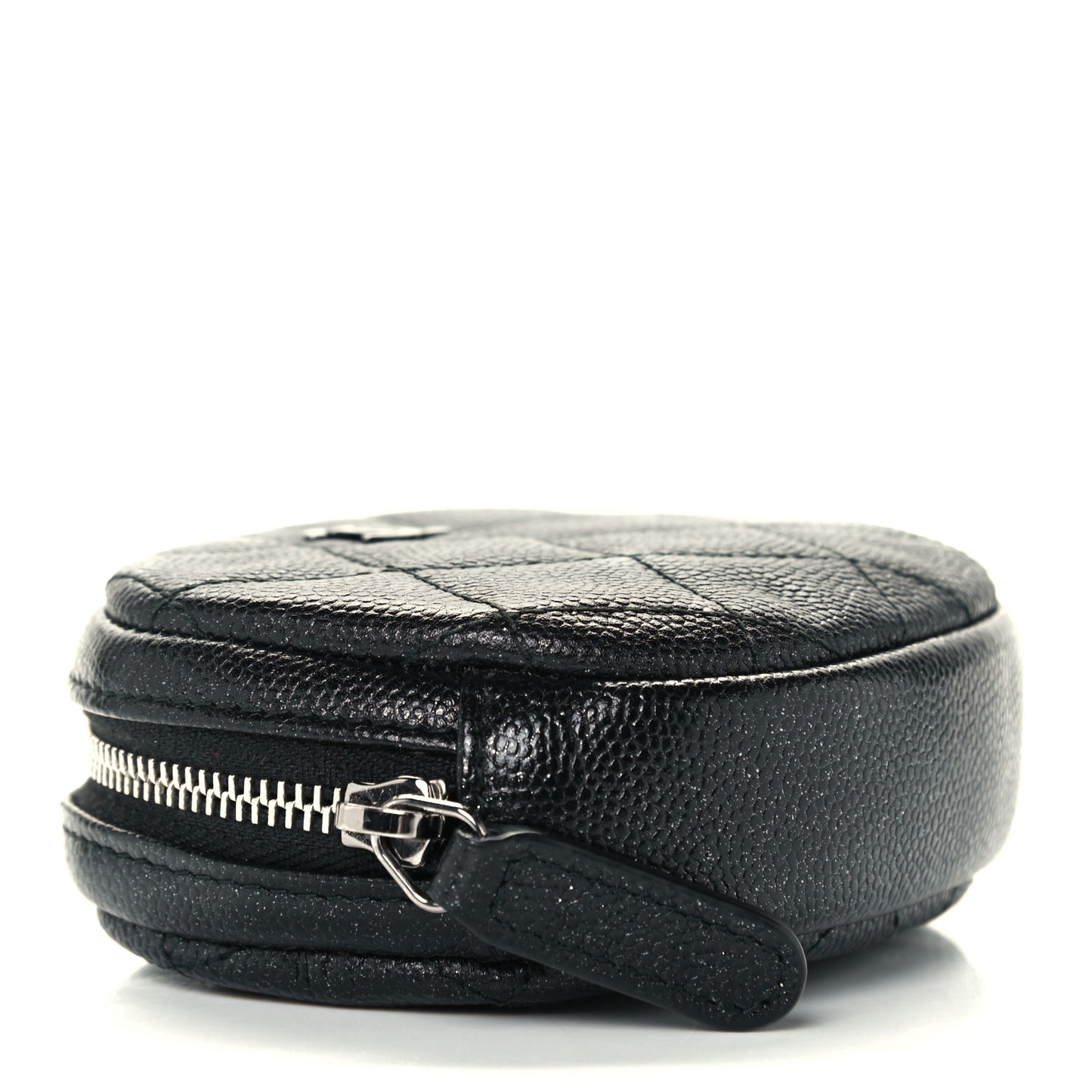 Iridescent Caviar Quilted Zip Around Classic Coin Purse Black