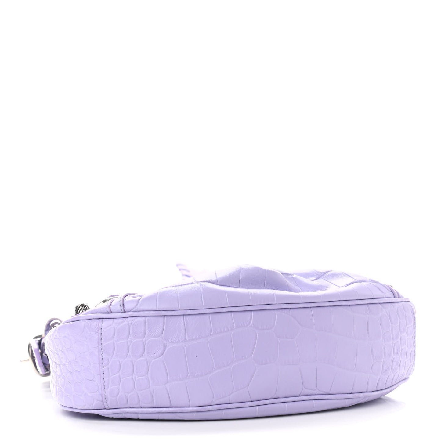 Extra Supple Calfskin Crocodile Embossed Le Cagole Shoulder Bag XS Lilac