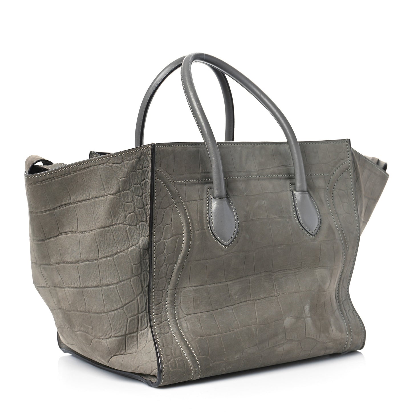 Crocodile Embossed Nubuck Medium Phantom Luggage Grey