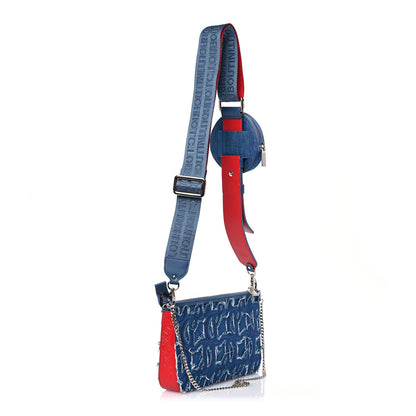 Christian Louboutin Denim Loubila Chain Hybrid Crossbody Blue 3 of 10