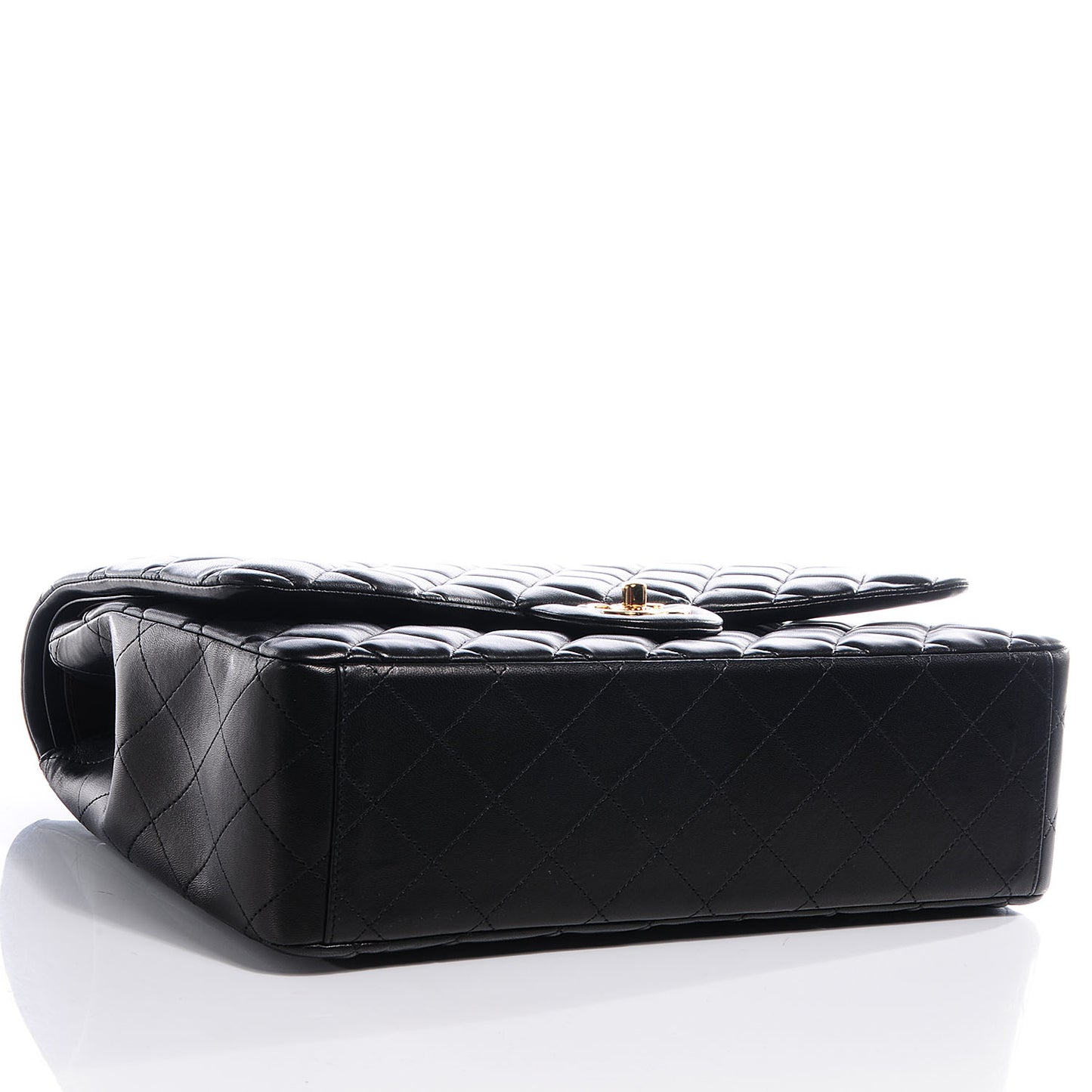 Lambskin Quilted Maxi Double Flap Black