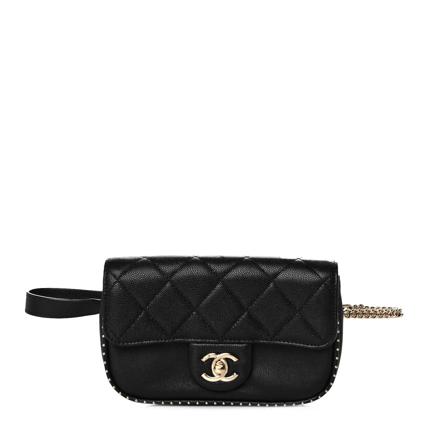 Chanel Caviar Quilted Studded Flap Waist Bag Black 1 of 11