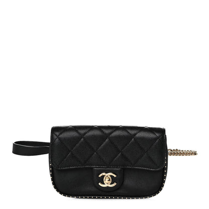 Chanel Caviar Quilted Studded Flap Waist Bag Black 1 of 11