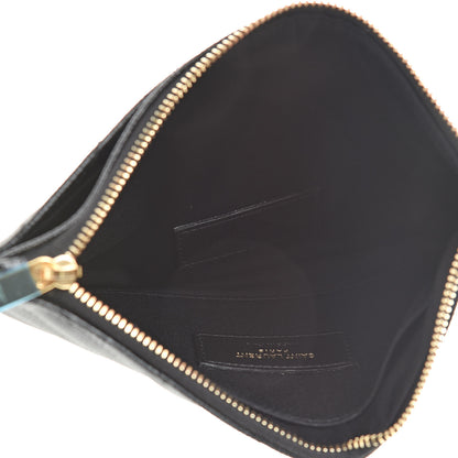 Saint Laurent Grain De Poudre Chevron Monogram Bill Pouch Black 5 of 8