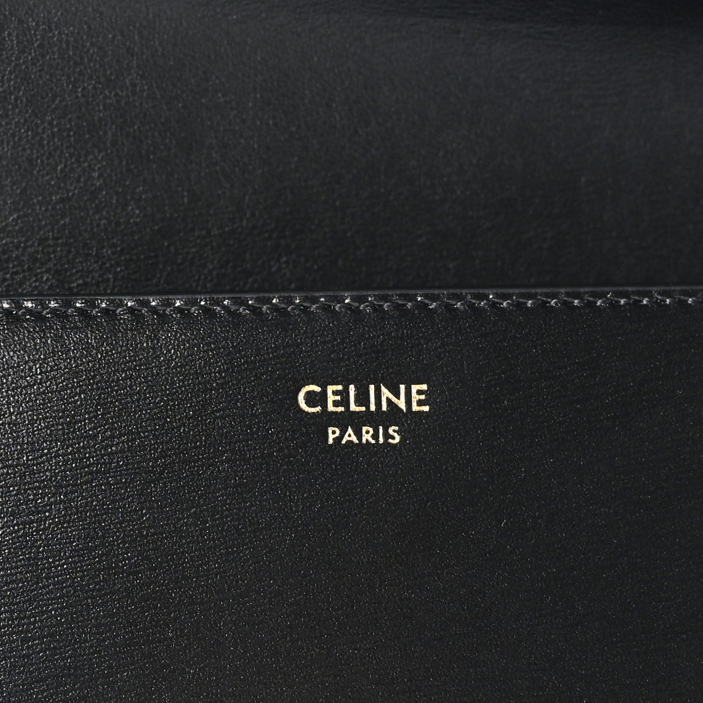 Shiny Calfskin Triomphe Margo Wallet on Chain Black