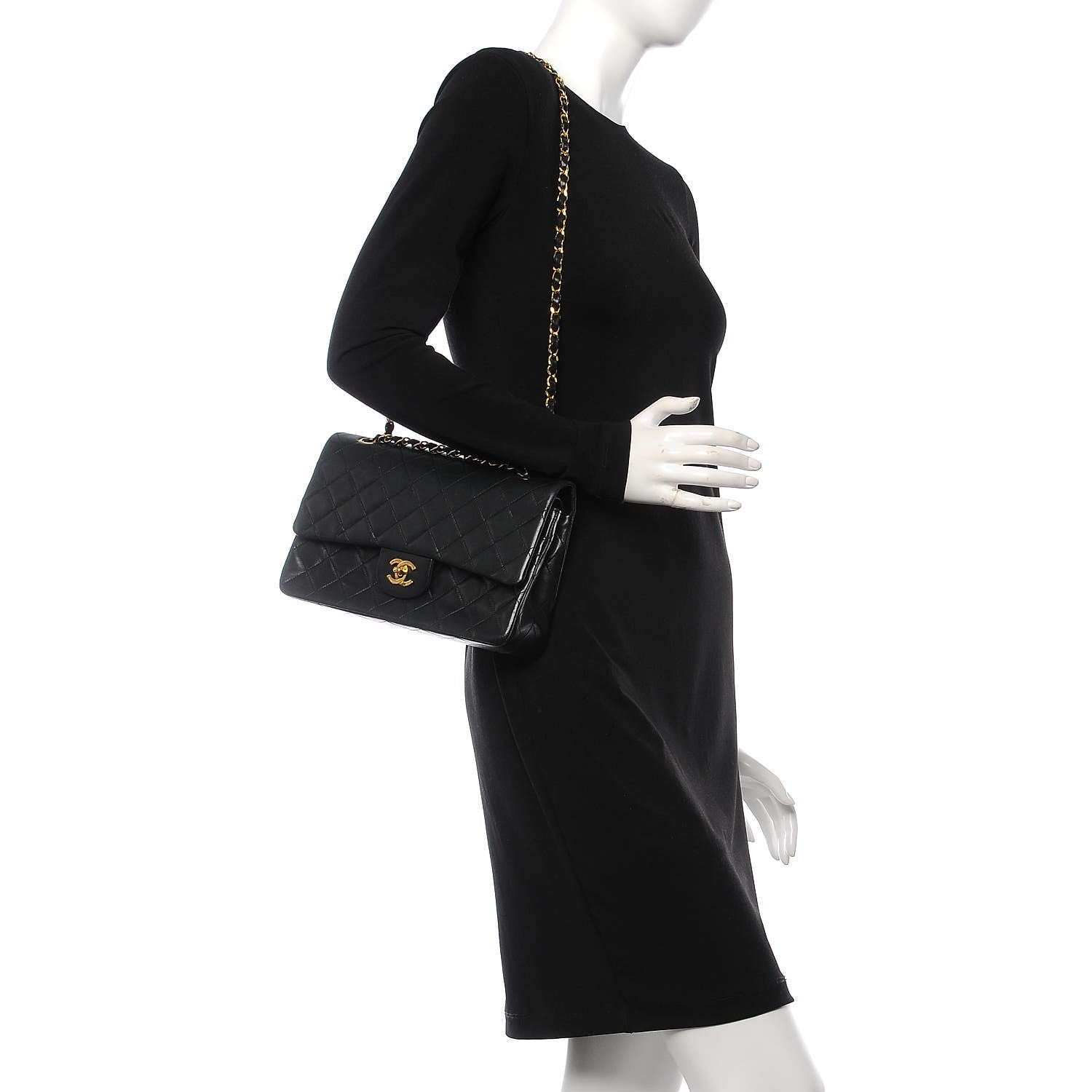 Chanel Lambskin Quilted Medium Double Flap Black 2 of 12