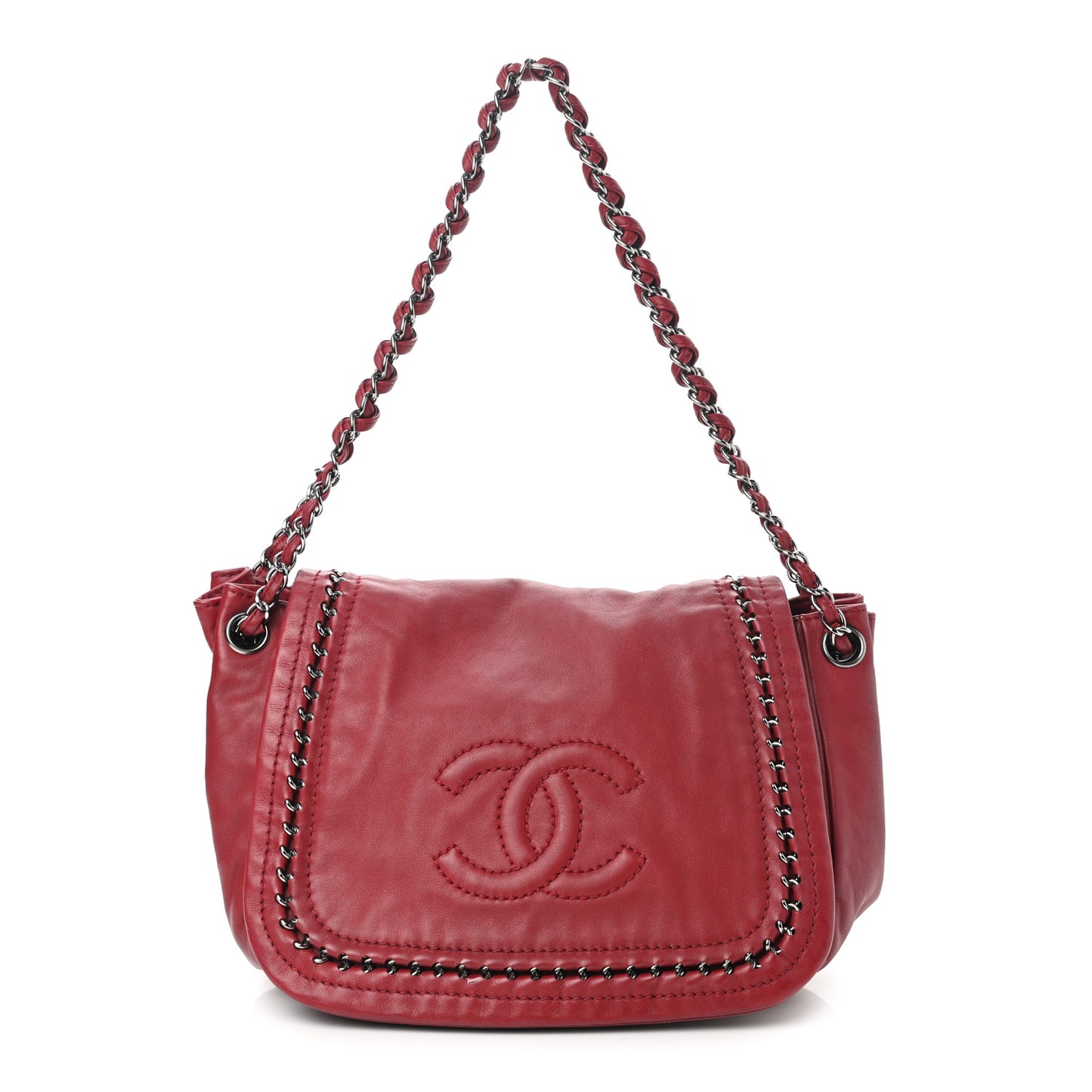 Smooth Calfskin Luxe Ligne Flap Red