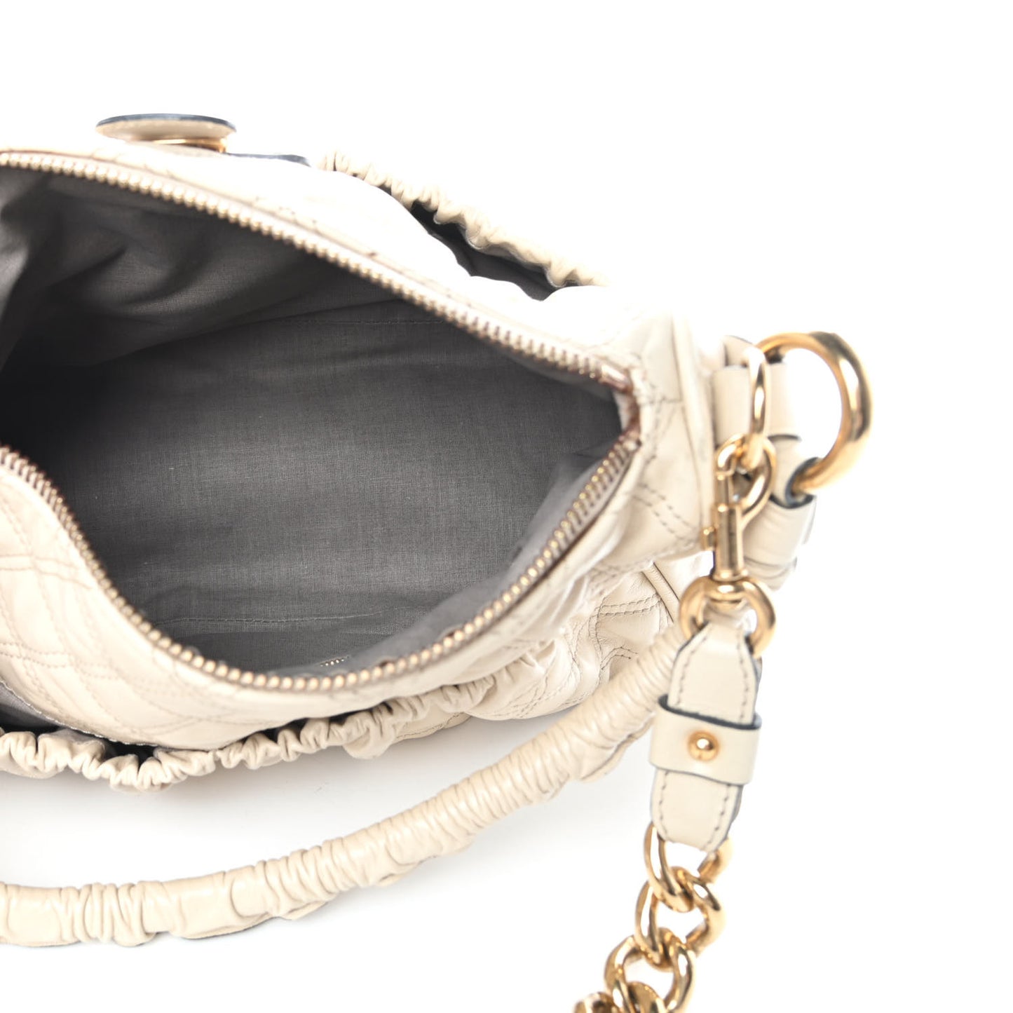 Calfskin Quilted Julianne Shoulder Bag Milk