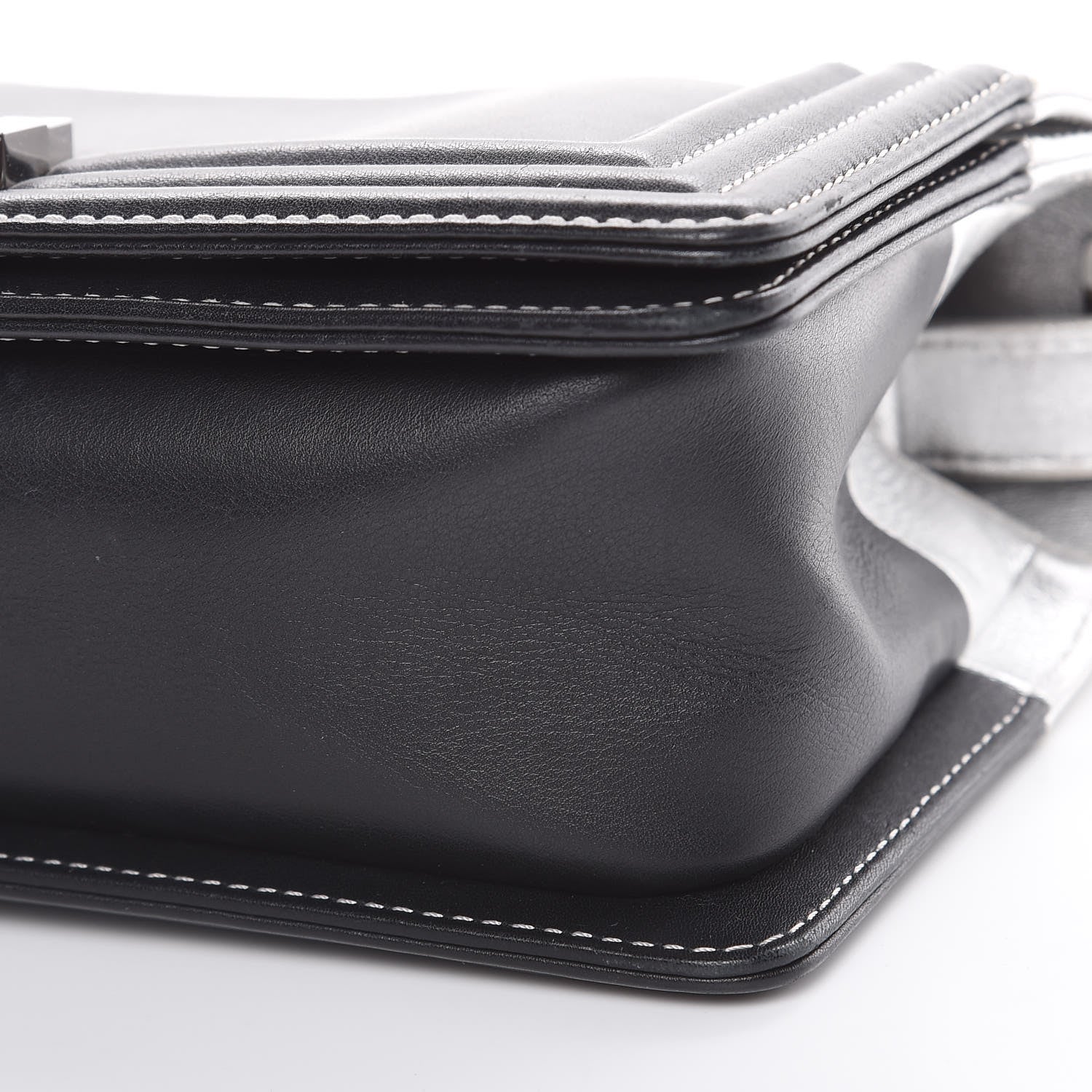 Chanel Metallic Goatskin Calfskin Medium Boy Flap Silver Black 7 of 15