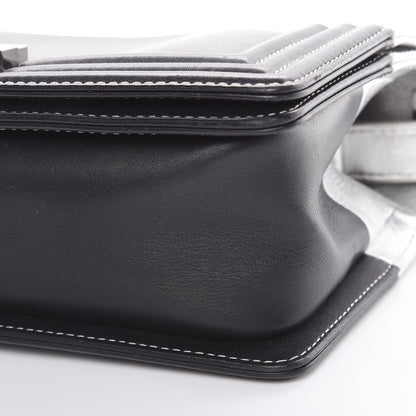 Chanel Metallic Goatskin Calfskin Medium Boy Flap Silver Black 7 of 15