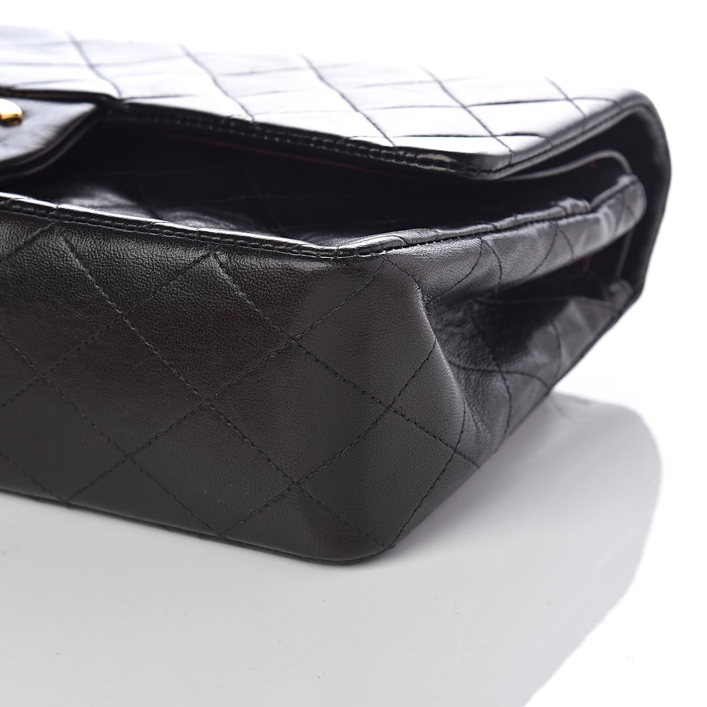 Lambskin Quilted Medium Double Flap Black