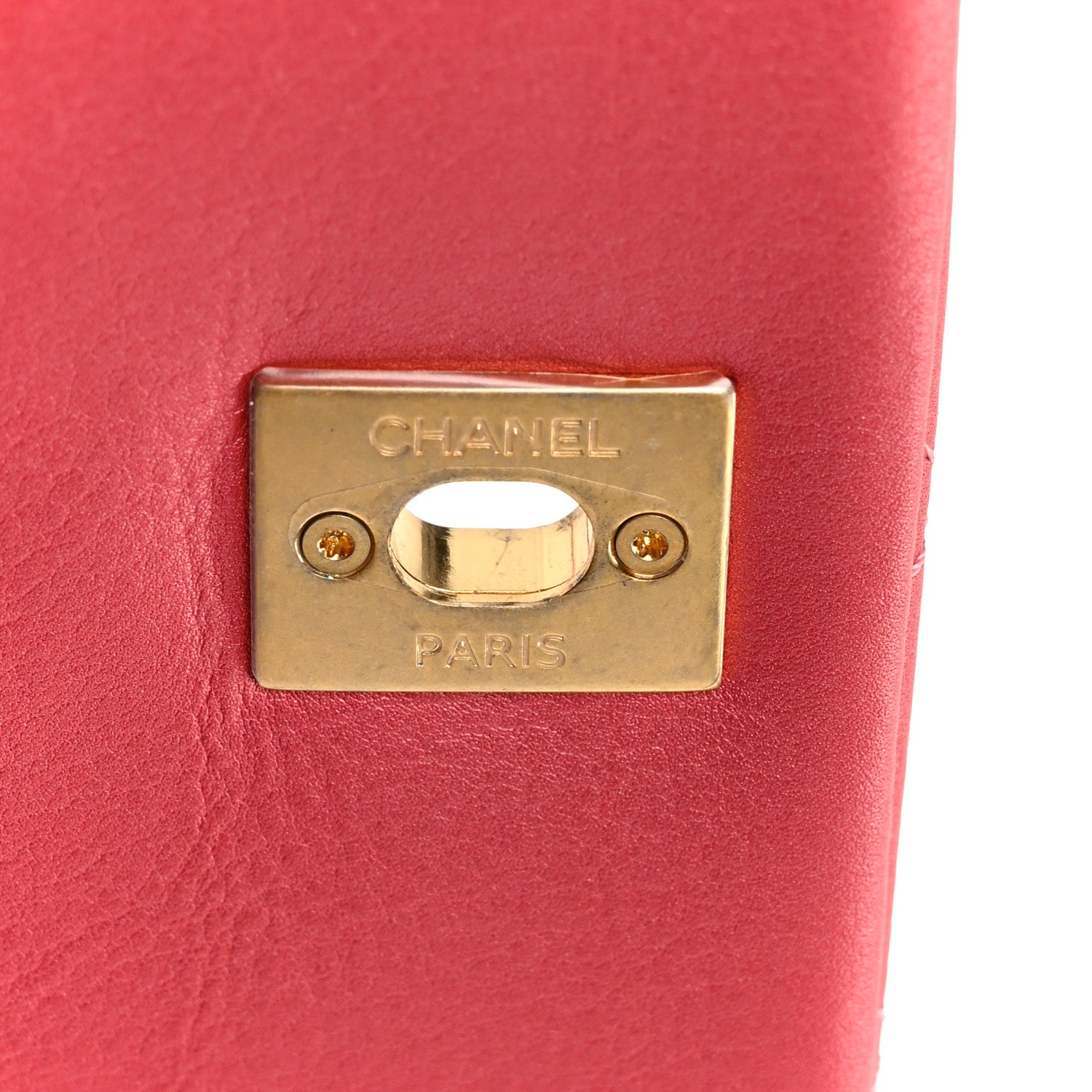 Chanel Metallic Calfskin Quilted Top Handle Flap Dark Pink 1836616