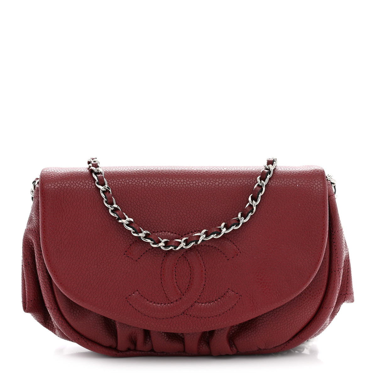 Caviar Half Moon Wallet On Chain WOC Dark Red