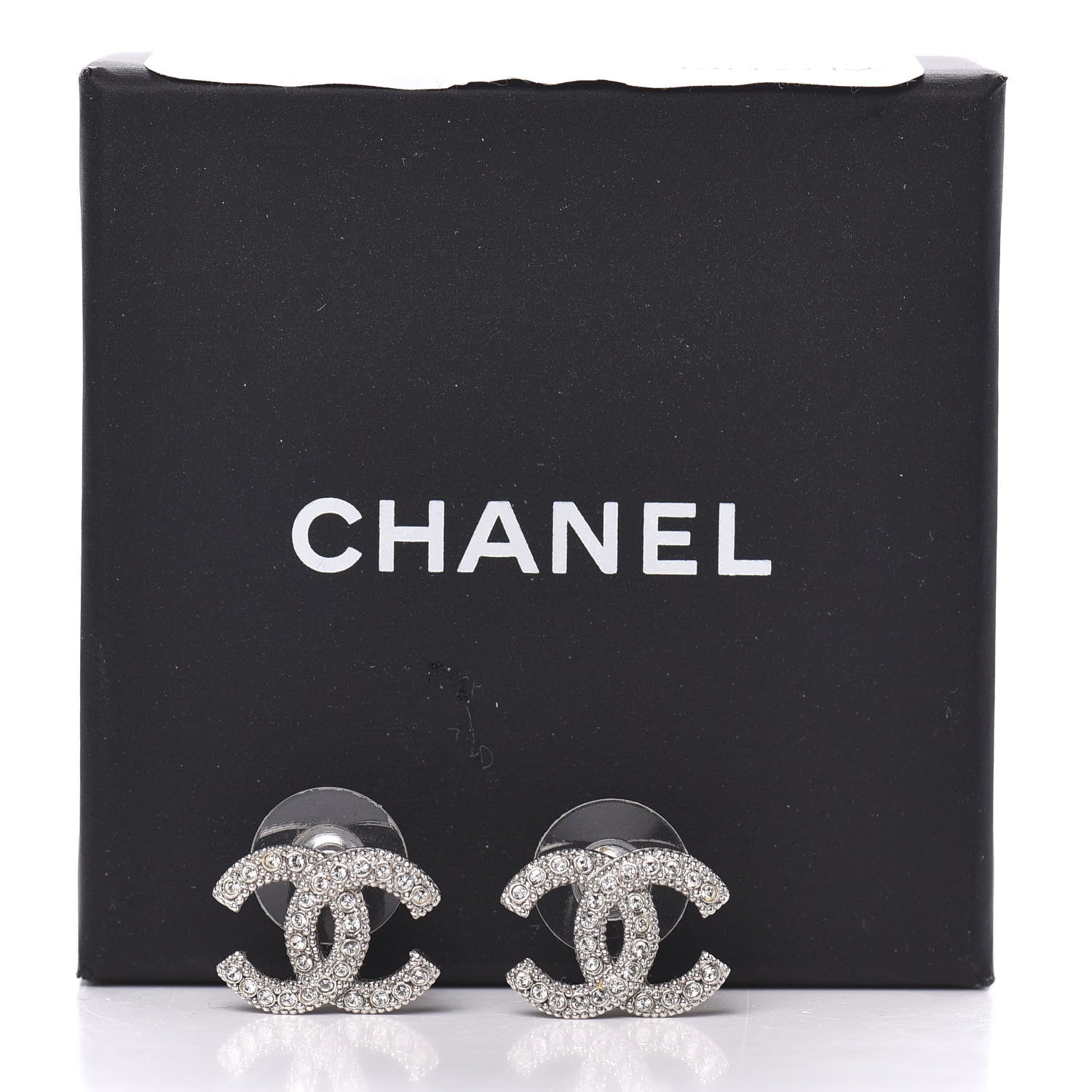 Chanel Crystal CC Earrings Silver 5 of 5