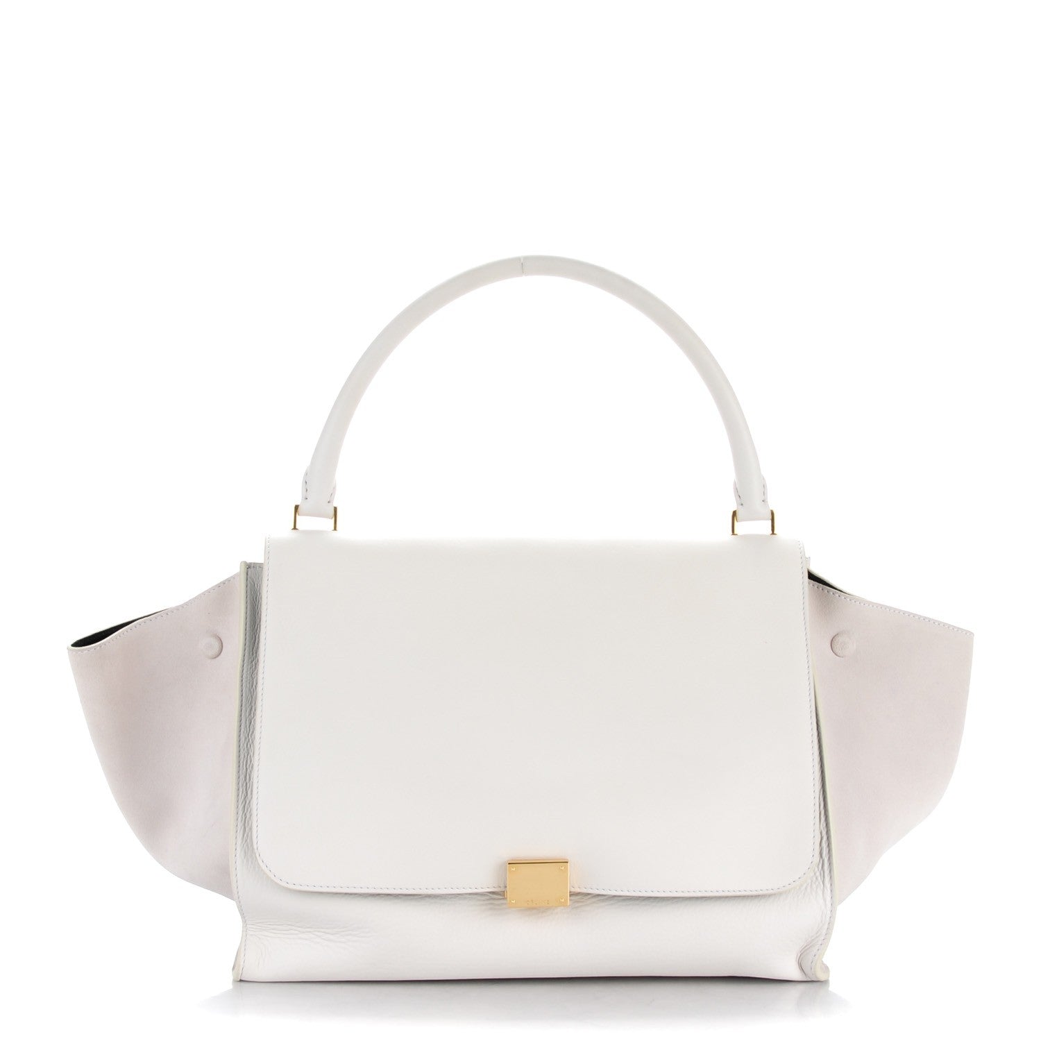 Celine Smooth Calfskin Suede Large Trapeze White 1 of 8