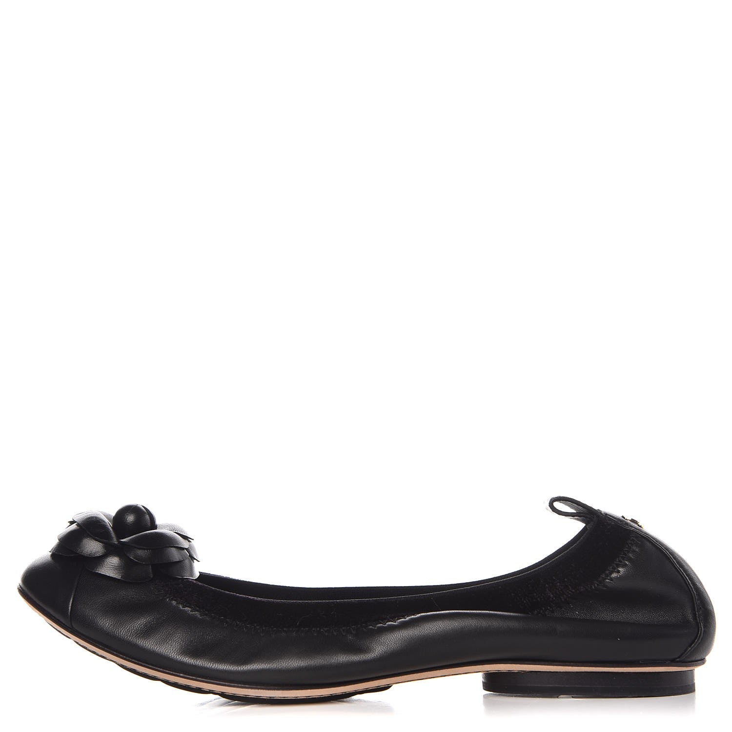 Chanel Lambskin Elastic Camellia Ballerina Flats 36.5 Black 1 of 10