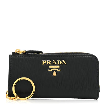 Prada Vitello Move Zip Around Keychain Black 1 of 9