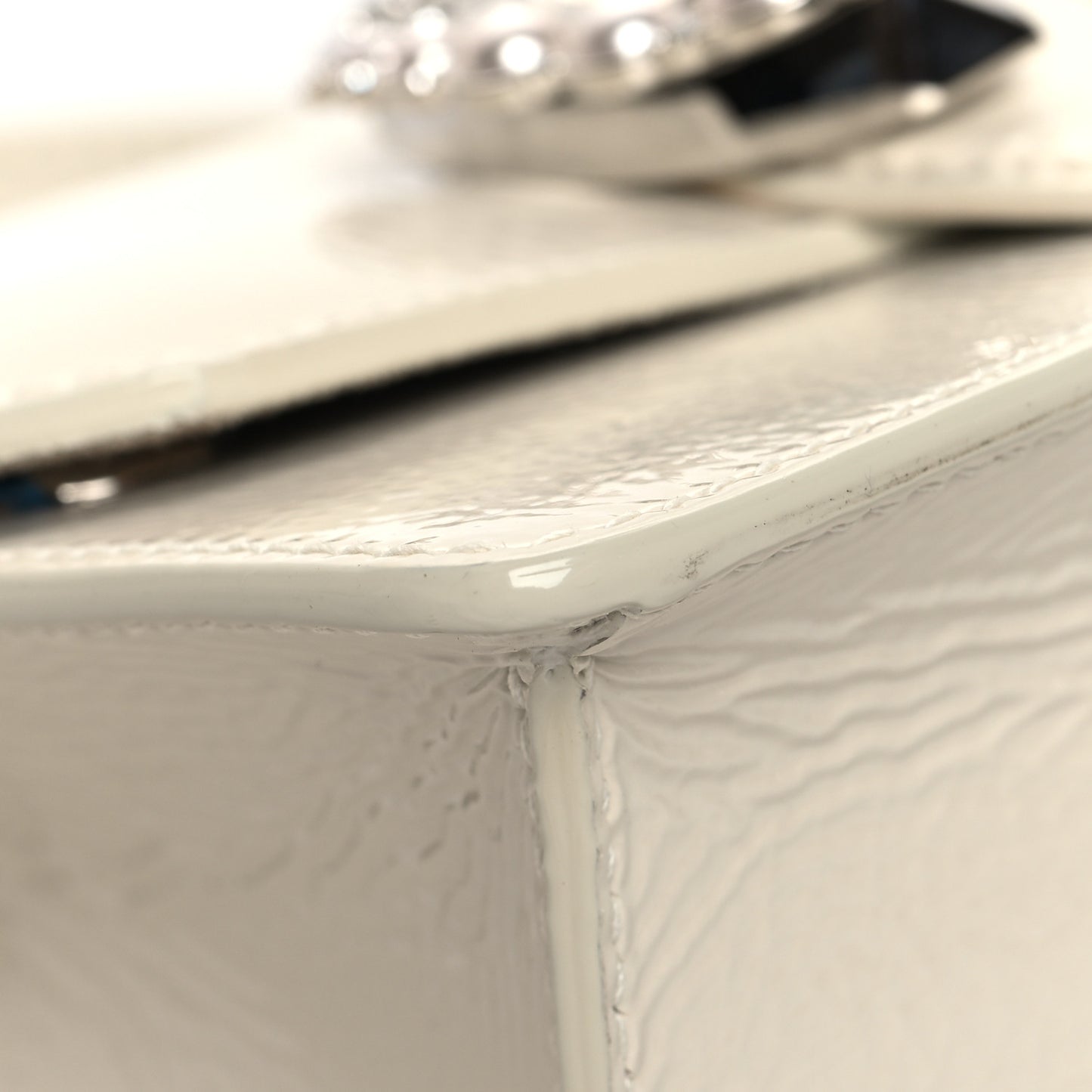 Textured Patent Calfskin Small Madeline Satchel Latte