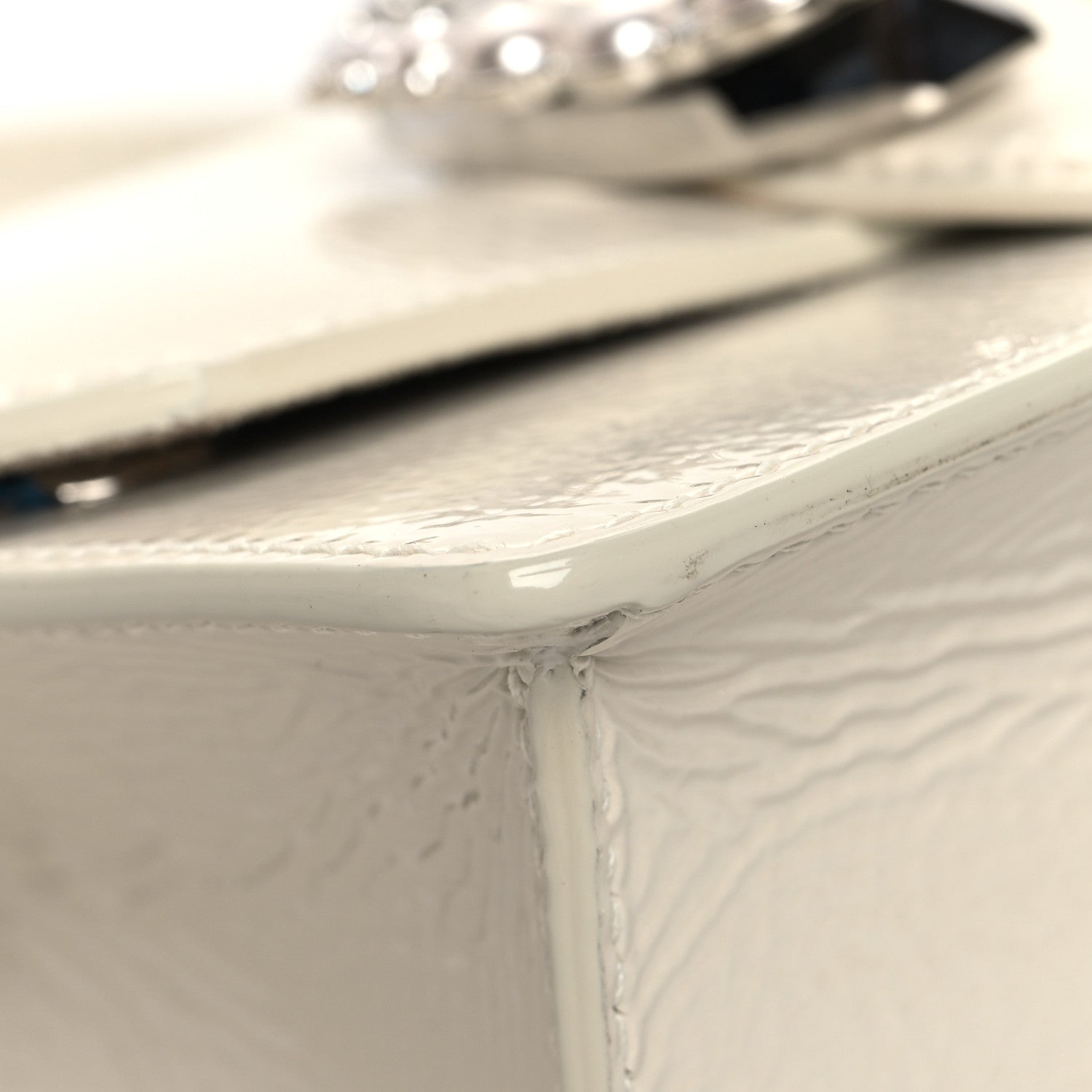 Jimmy Choo Textured Patent Calfskin Small Madeline Satchel Latte 8 of 13