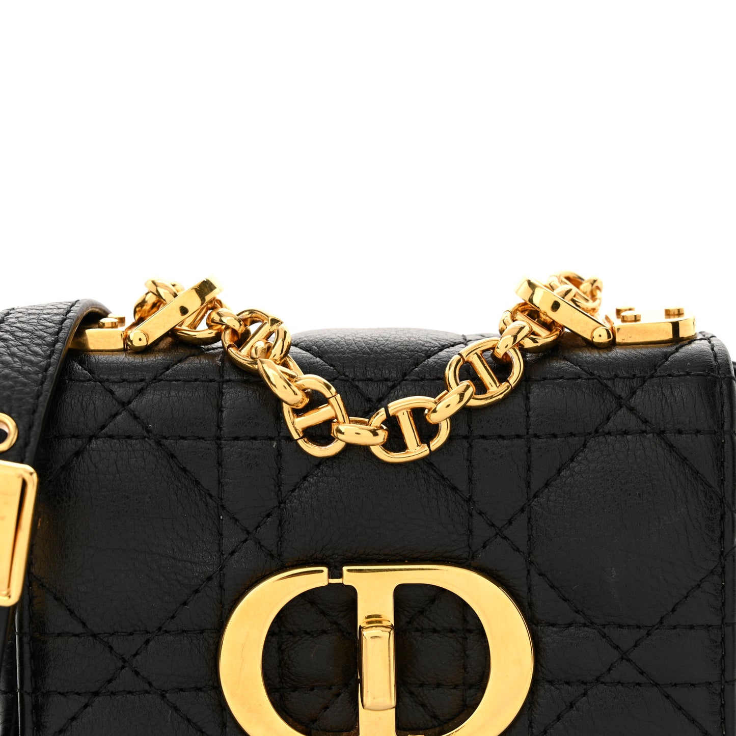 Supple Calfskin Cannage Micro Caro Bag Black