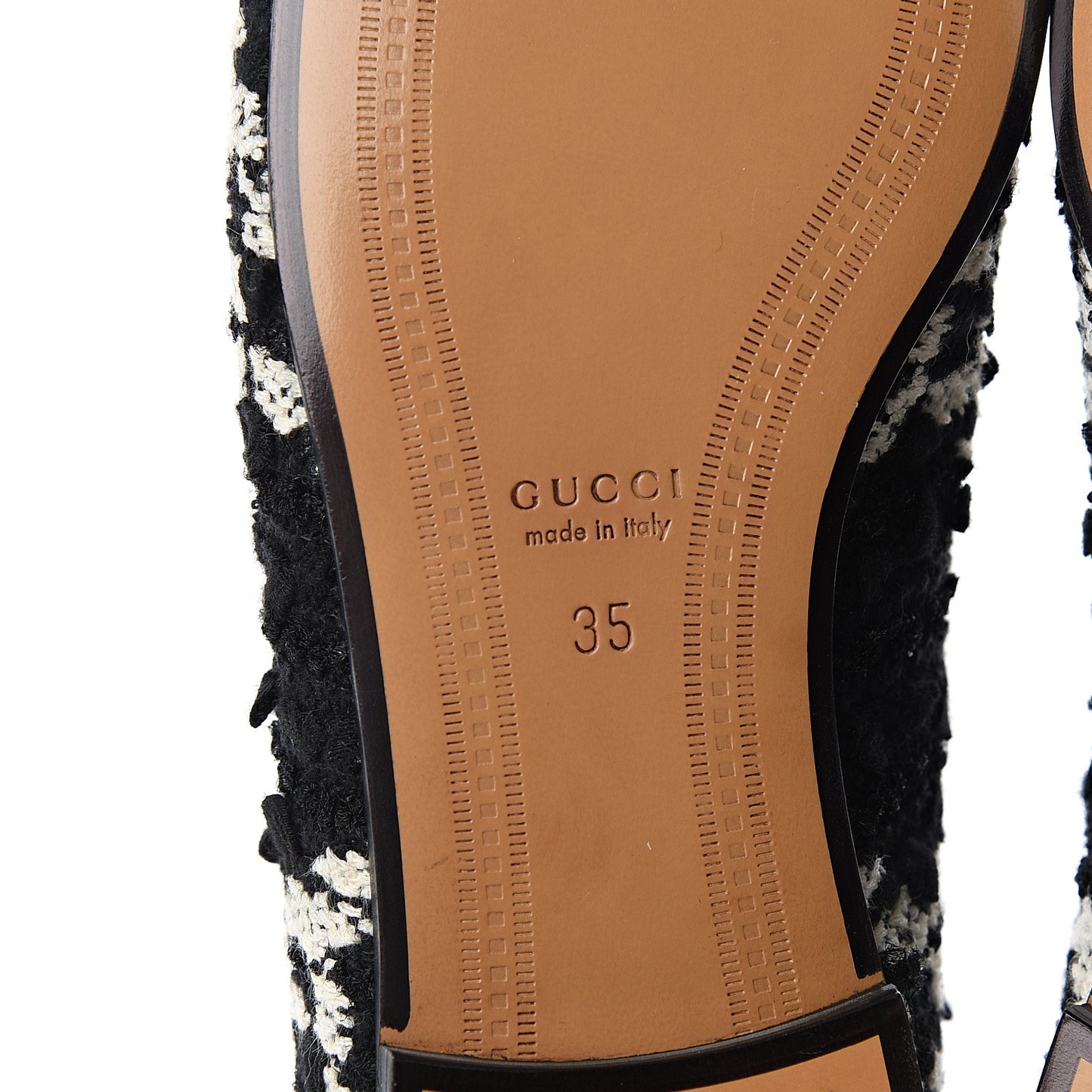 Tweed GG Monogram Horsebit Womens Jordaan Loafers 35 Black Natural