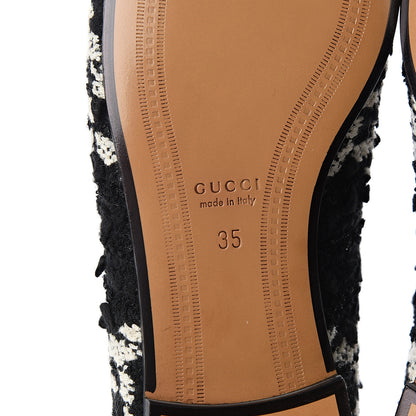 Gucci Tweed GG Monogram Horsebit Womens Jordaan Loafers 35 Black Natural 6 of 9