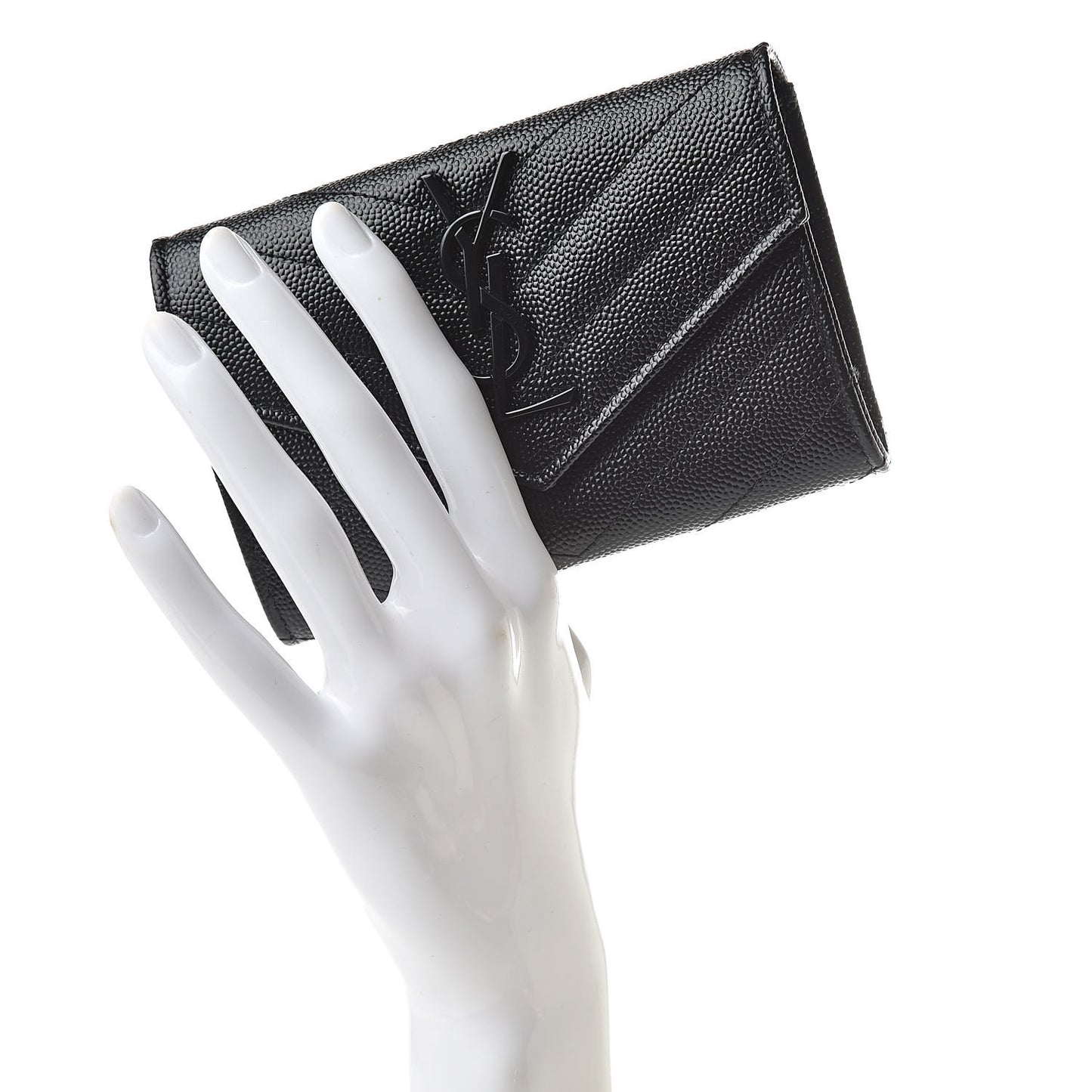 Grain De Poudre Matelasse Chevron Small Monogram Envelope Wallet Black