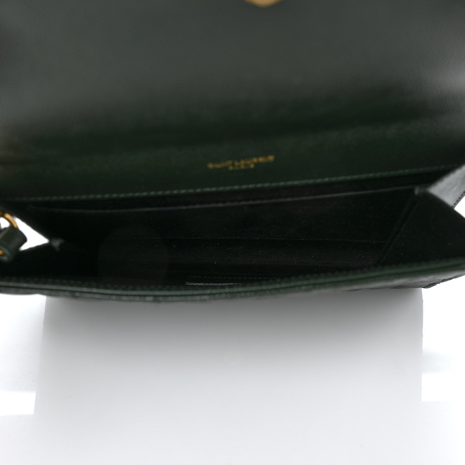 Saint Laurent Grain De Poudre Textured Mixed Matelasse Triquilt Monogram Clutch Vert Fonce 5 of 9