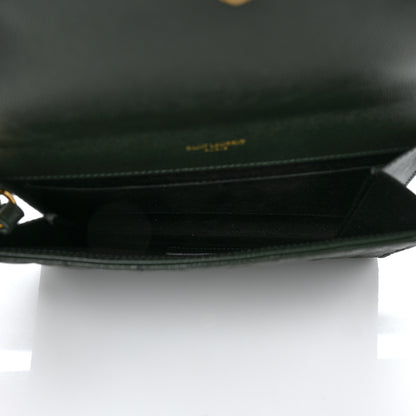 Saint Laurent Grain De Poudre Textured Mixed Matelasse Triquilt Monogram Clutch Vert Fonce 5 of 9