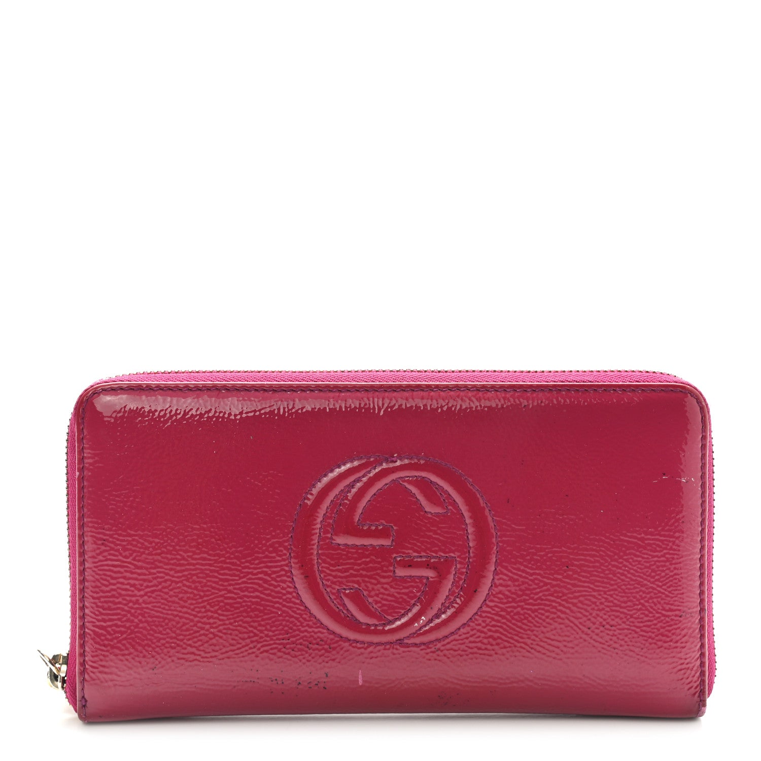 Gucci Patent Soho Zip Around Wallet Bright Bougainvillea 1 of 10