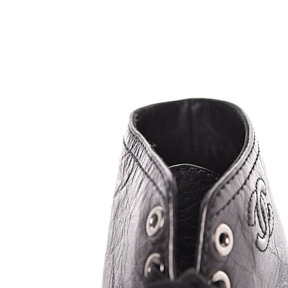 Chanel Metallic Calfskin CC Ankle Boots 40.5 Silver Black 9 of 16
