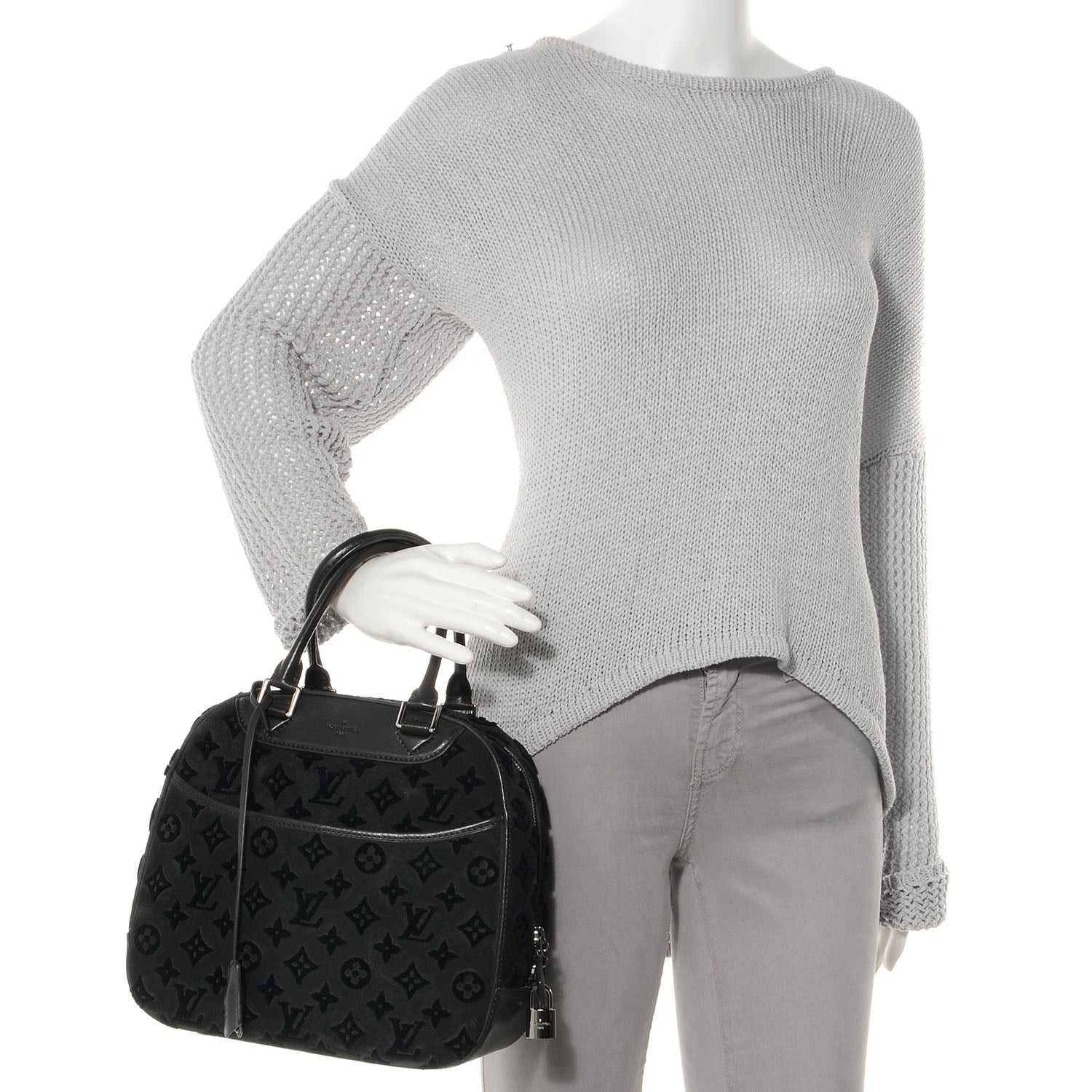 Louis Vuitton Monogram Suede Tuffetage Deauville Cube Gris 2 of 7