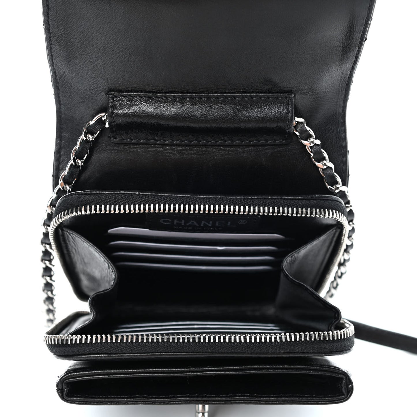 Lambskin Quilted Mini Crossbody Flap Black
