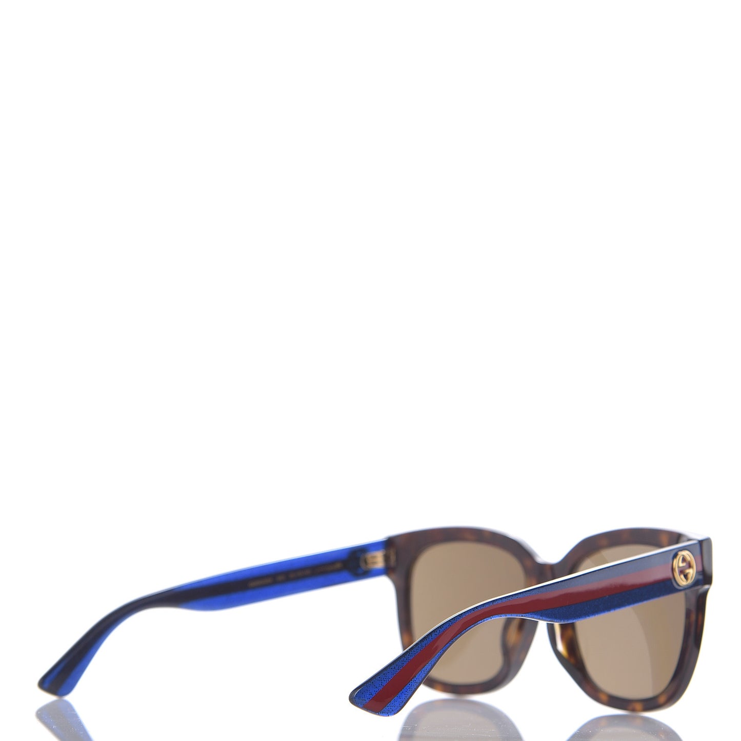 Square Frame Glitter Sunglasses GG0034SA Tortoise Blue