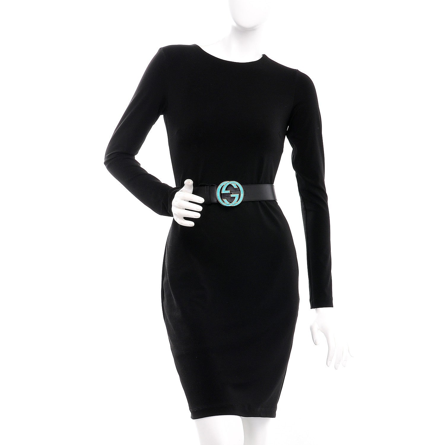 Gucci Calfskin Turquoise Interlocking G Belt 80 32 Black 2 of 7
