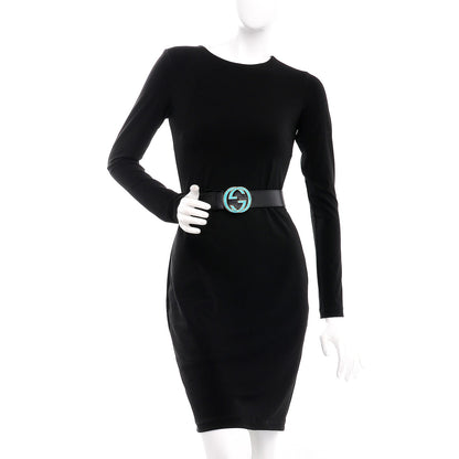 Gucci Calfskin Turquoise Interlocking G Belt 80 32 Black 2 of 7