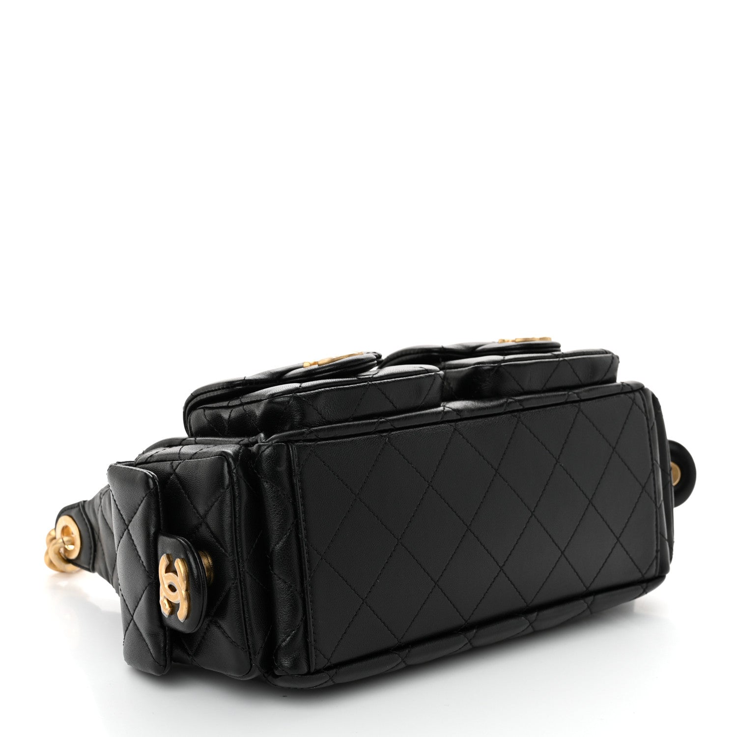 Chanel Shiny Lambskin Quilted Trendy Pockets Hobo Black 4 of 11