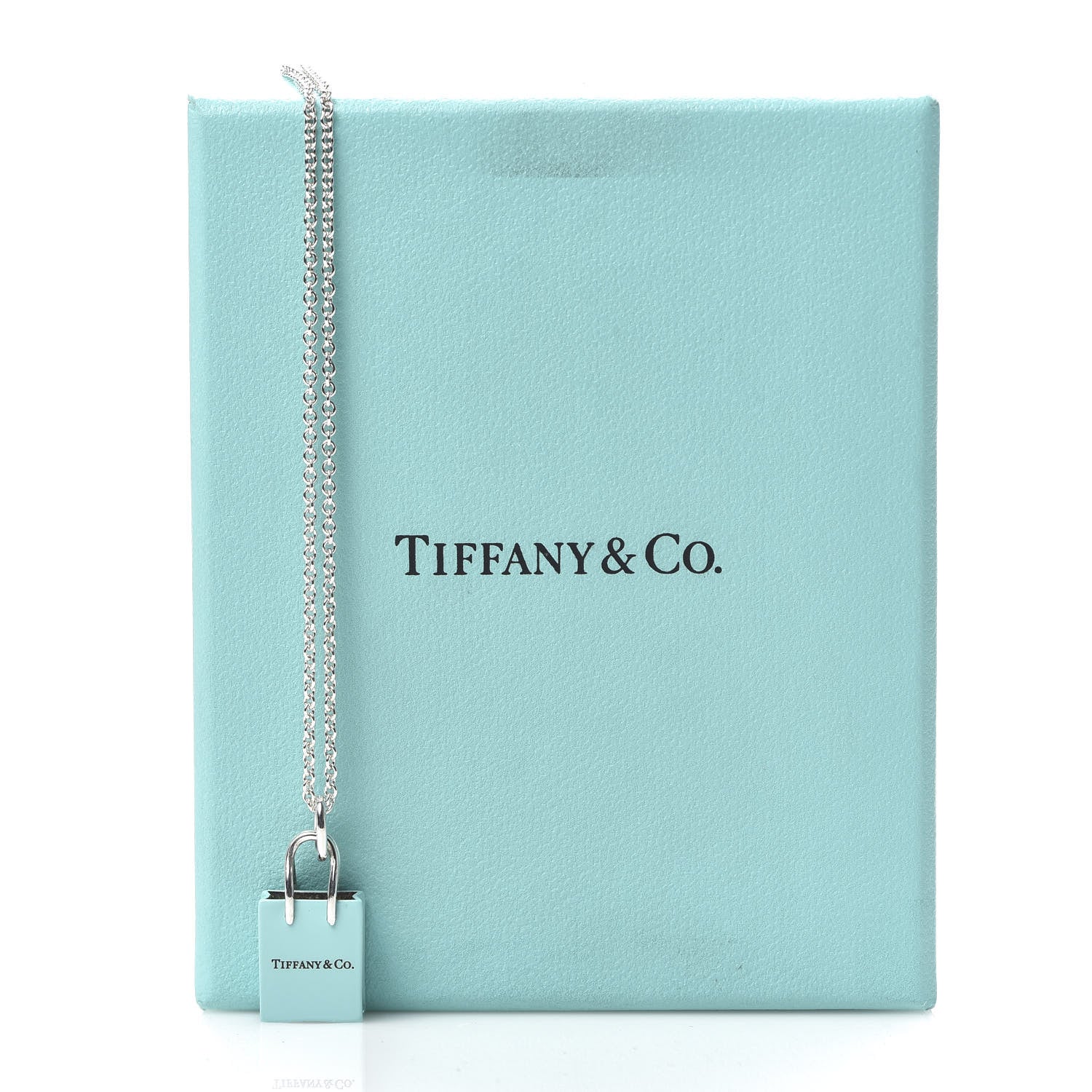 Tiffany Sterling Silver Enamel Shopping Bag Pendant Necklace Blue 6 of 6