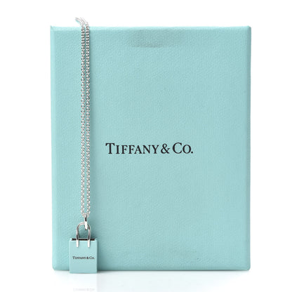Tiffany Sterling Silver Enamel Shopping Bag Pendant Necklace Blue 6 of 6