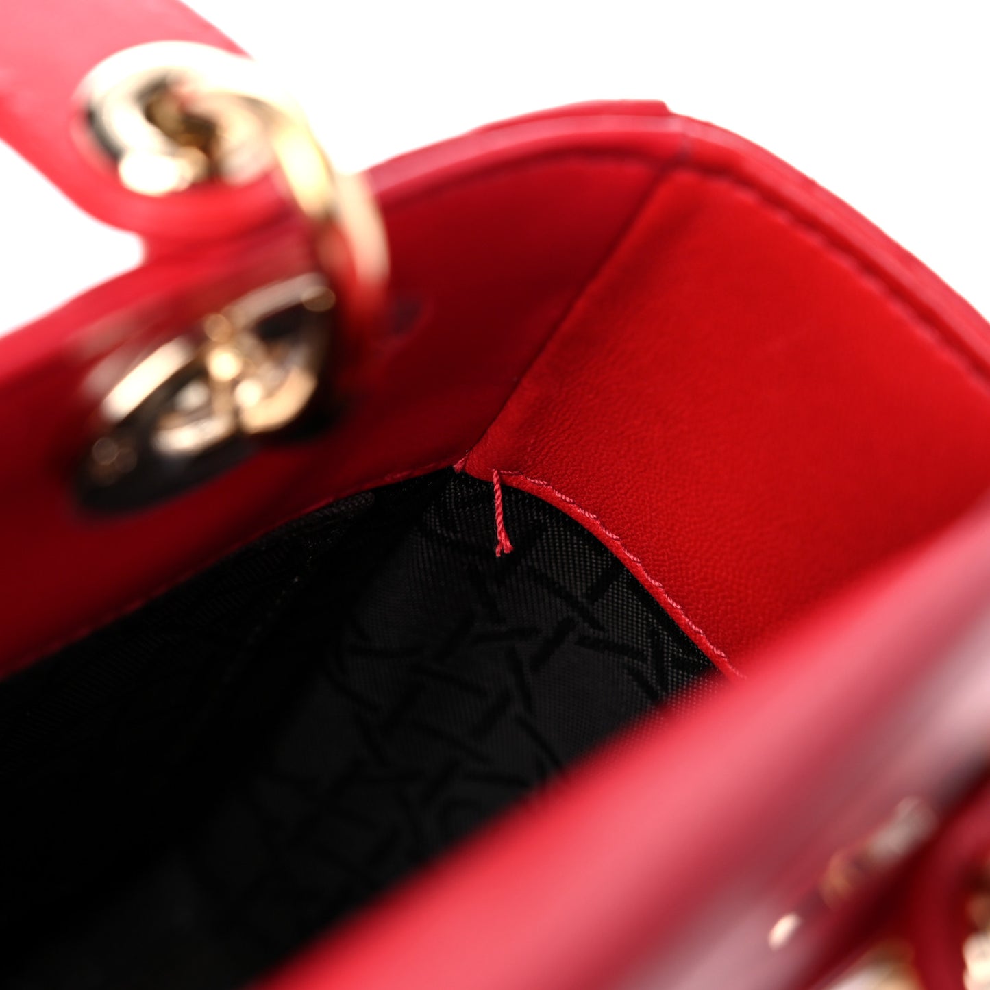 Lambskin Cannage Small Lucky Badges My Lady Dior Red
