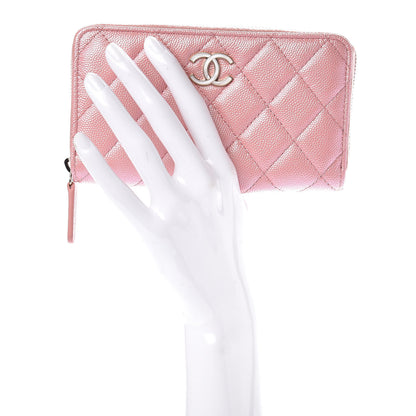 Chanel Iridescent Caviar Quilted Medium Zip Around Wallet Pink 3 of 8