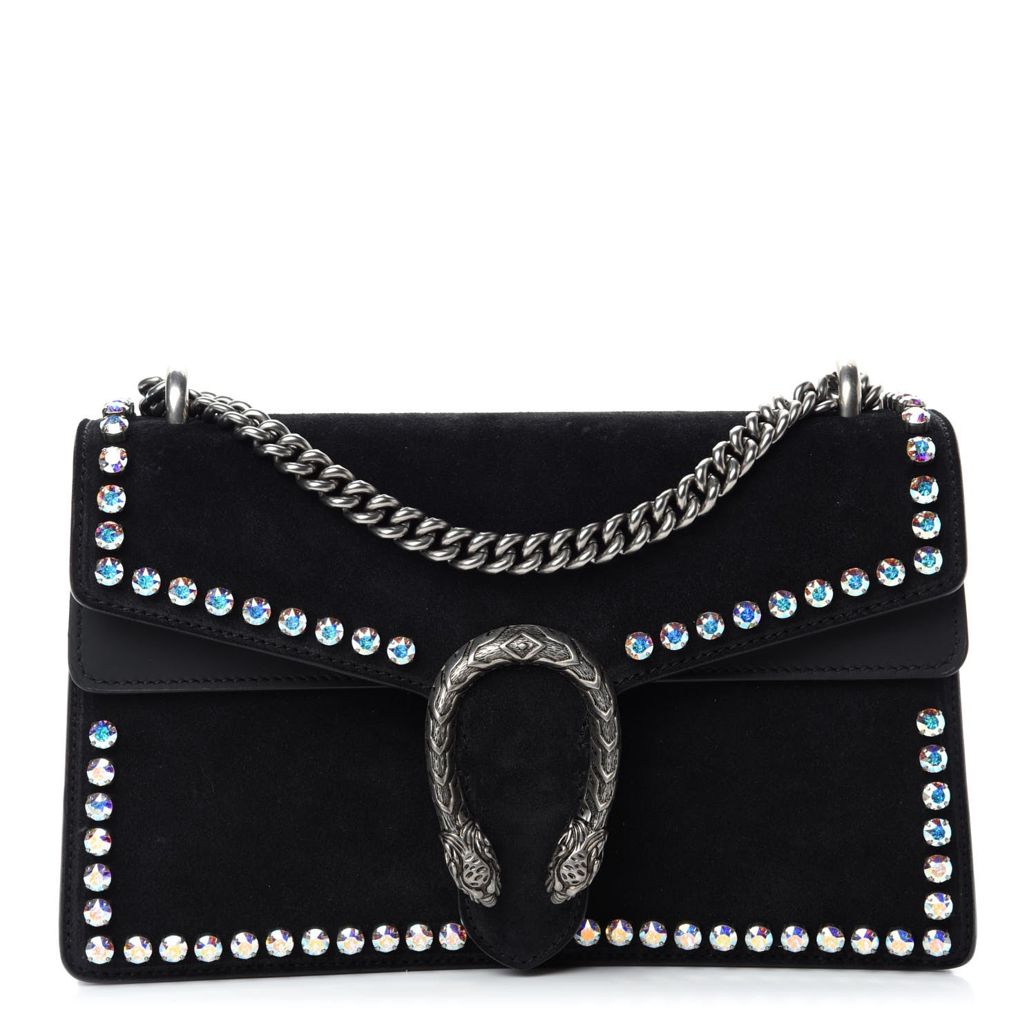 Gucci Suede Crystal Small Dionysus Shoulder Bag Black 1 of 12