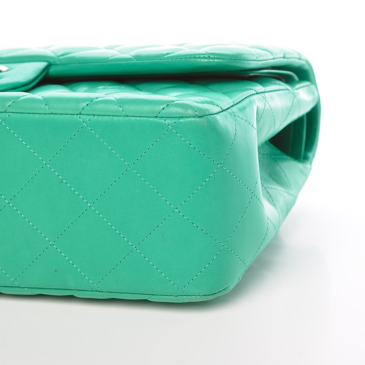 Chanel Lambskin Quilted Jumbo Double Flap Green 12 of 13