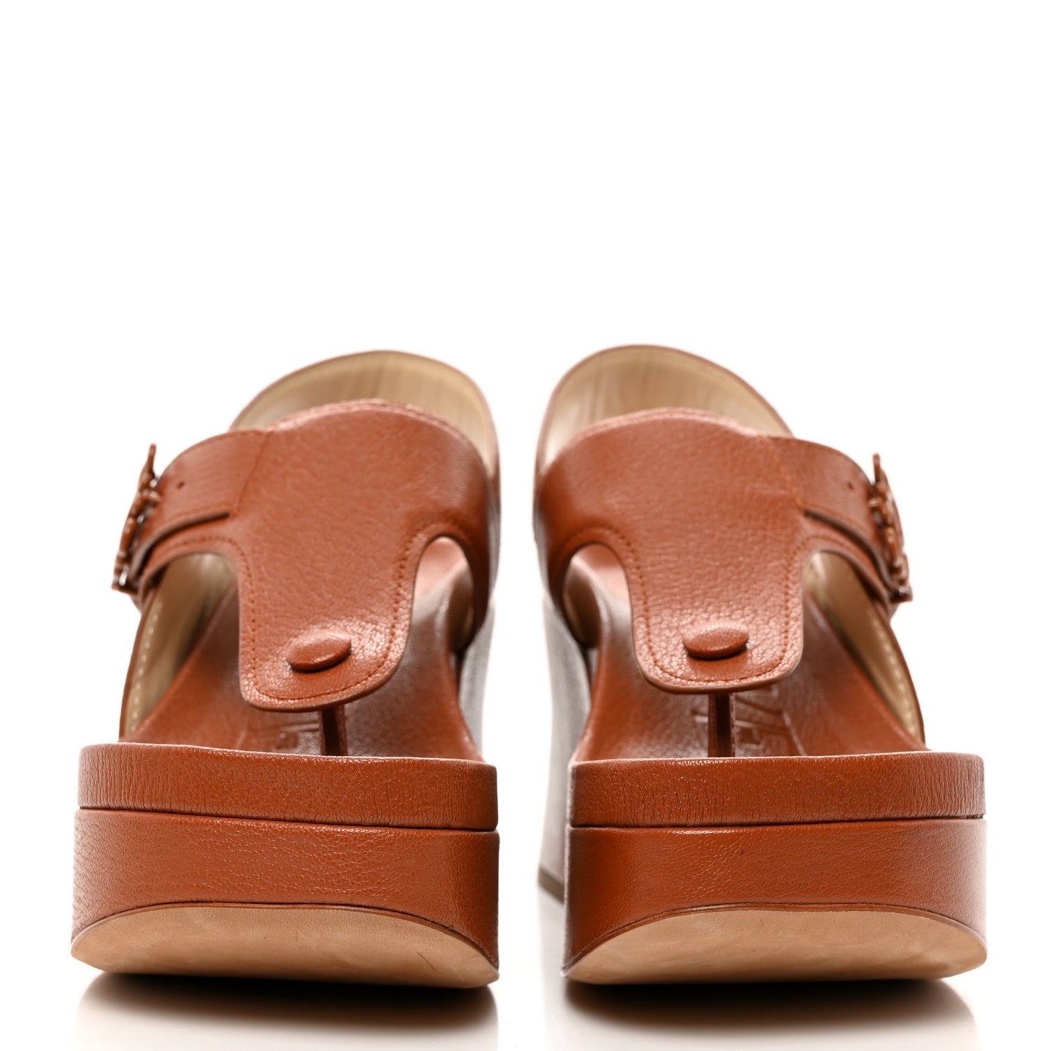 Loewe Calfskin Medallion Buckle Ease 90mm Flatform Sandal 36 Mahogany 2 of 9