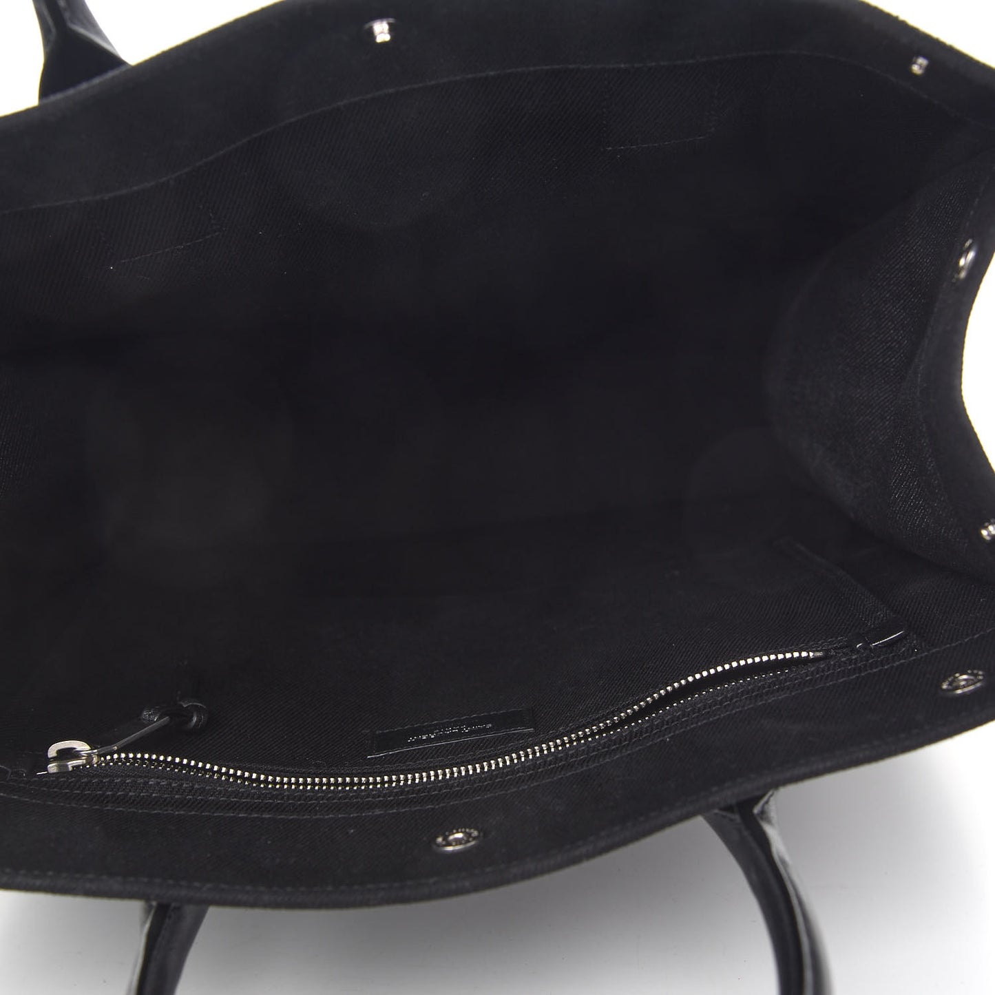 Linen Calfskin Rive Gauche North South Tote Black