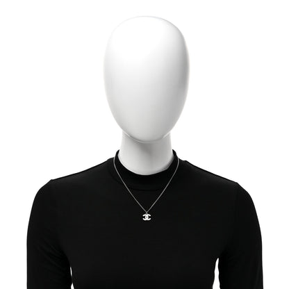 Chanel Crystal Timeless CC Necklace Silver 2 of 5