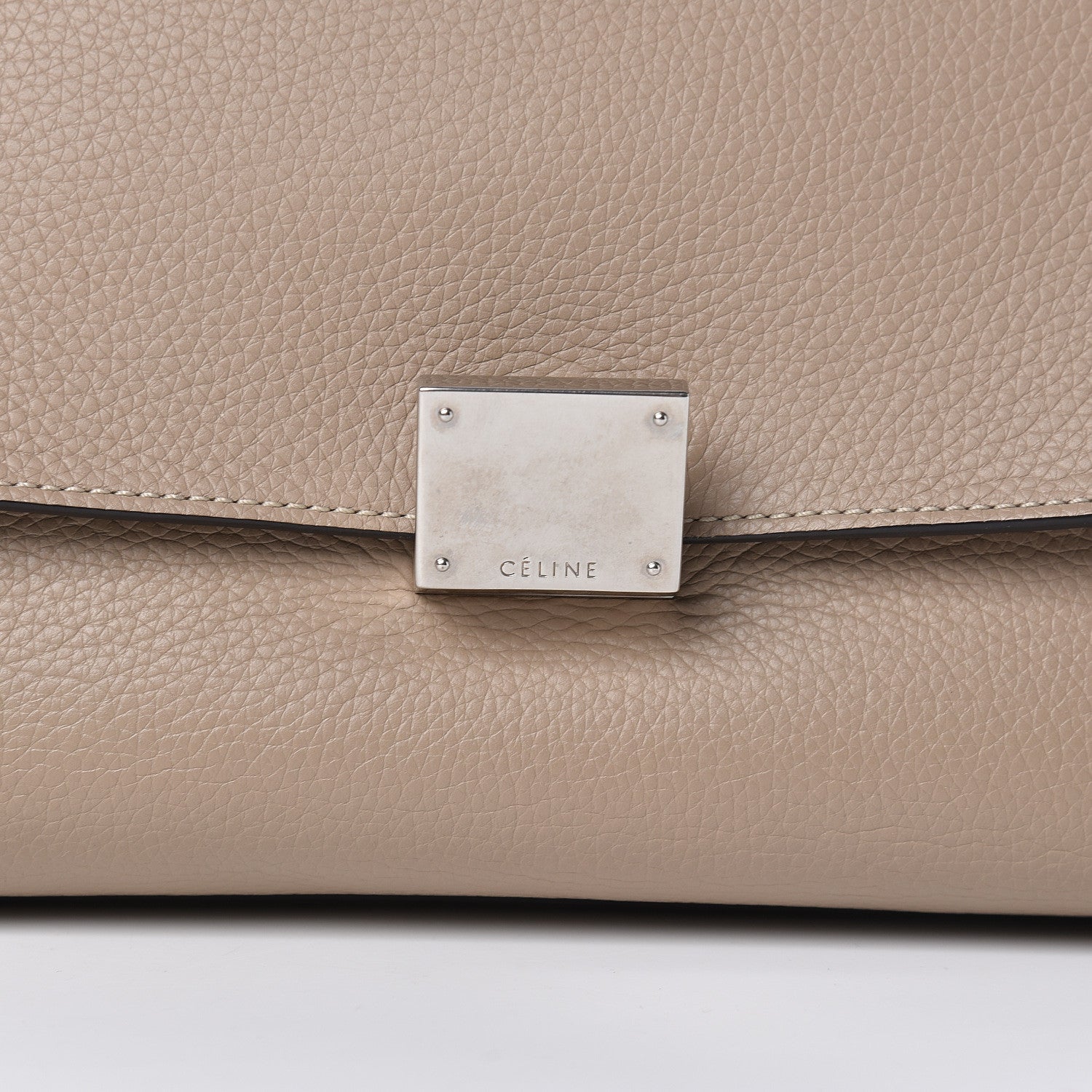 Celine Drummed Calfskin Suede Small Trapeze Dune 10 of 13